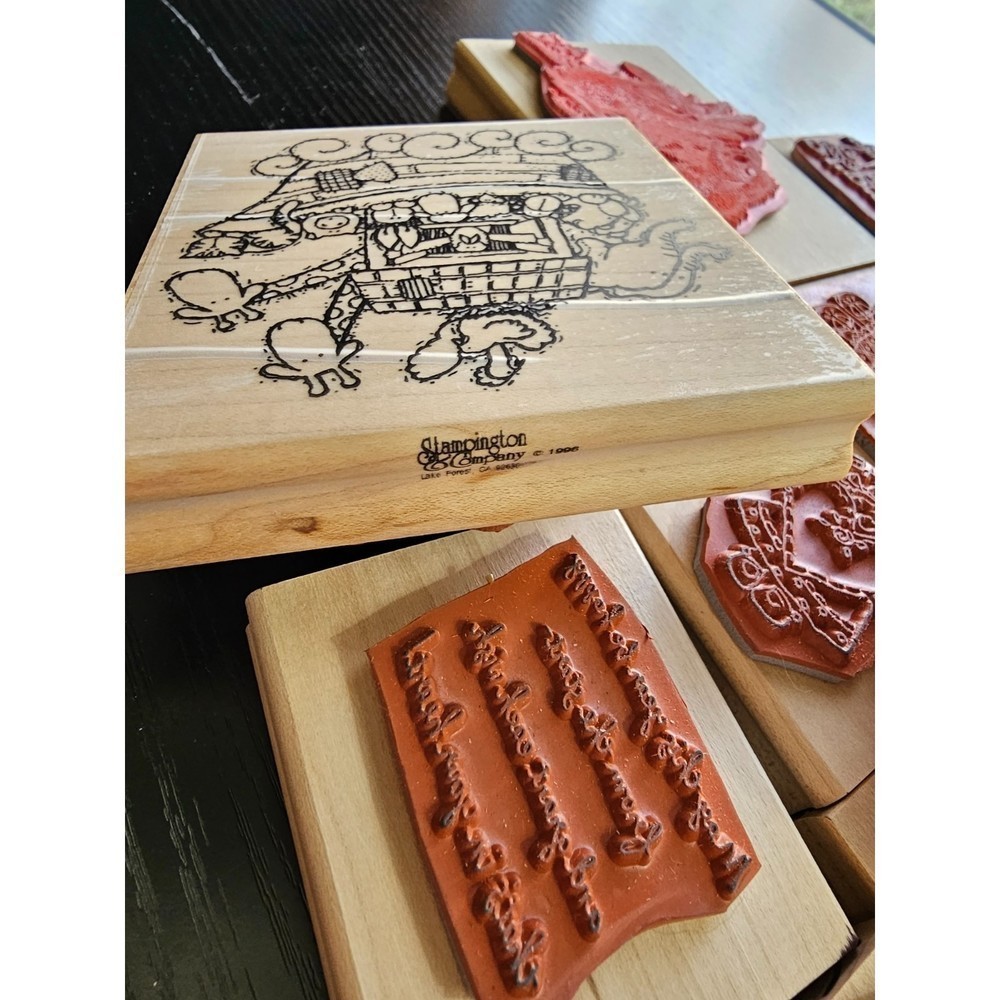 Wooden Rubber Stamps Lot of 33 Variety of Sizes - Picture 6 of 12
